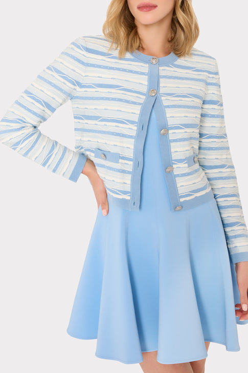 Sleeveless Stretch Cady Fit And Flare Light Blue / 8