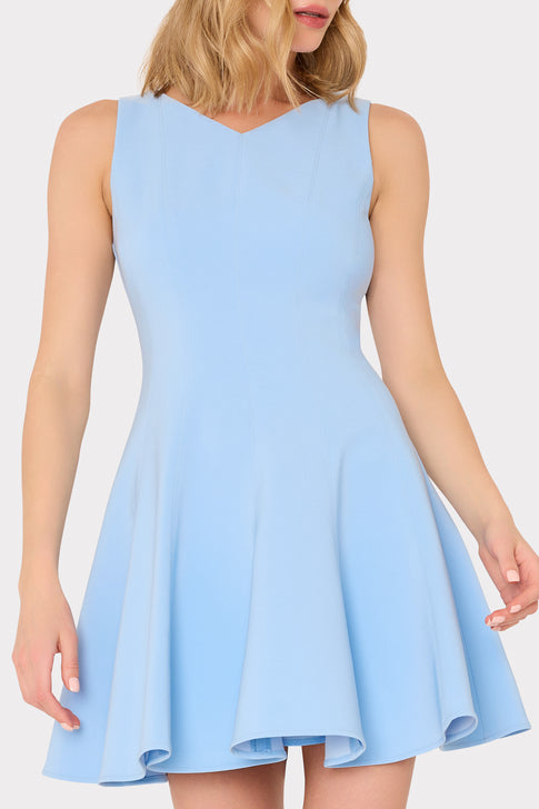 Sleeveless Stretch Cady Fit And Flare in Light Blue | MILLY