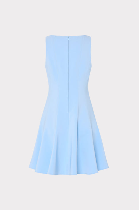 Sleeveless Stretch Cady Fit And Flare in Light Blue | MILLY Sleeveless Stretch Cady Fit And Flare in Light Blue | MILLY