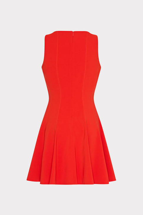 Sleeveless Stretch Cady Fit And Flare in True Red