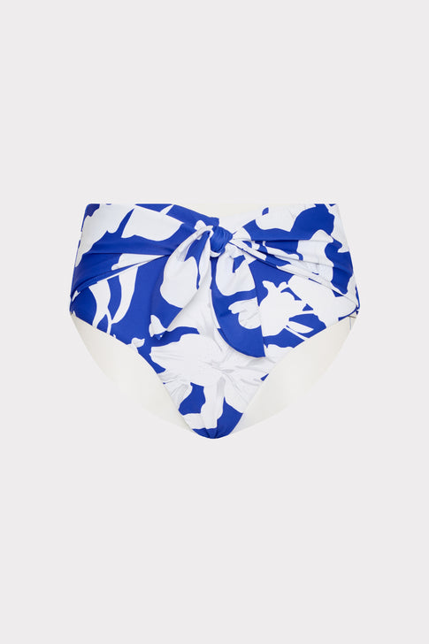 Lily Silhouette Tie Bikini Bottom Blue/Ecru Image 1 of 4