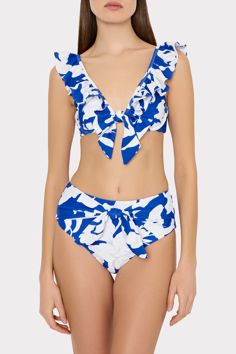 Lily Silhouette Tie Bikini Bottom Blue/Ecru Image 2 of 4
