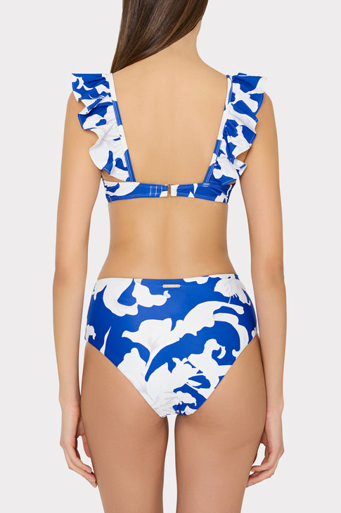 Lily Silhouette Tie Bikini Bottom Blue/Ecru Image 3 of 4