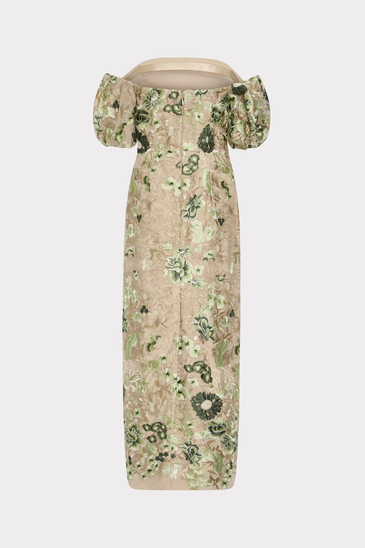 embroidered mesh dress Milly Women's Nene Embroidered Off-the-Shoulder Column Midi-Dress - White Green