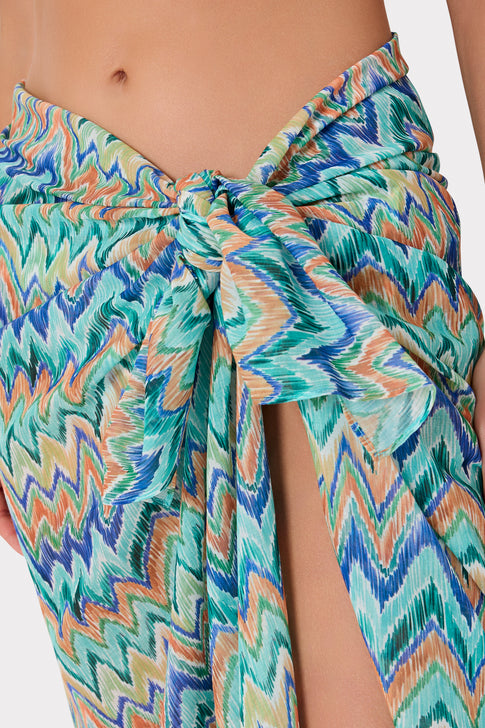 Tropical Multi Chevron Sarong Tie Detail - Close-up | MILLY