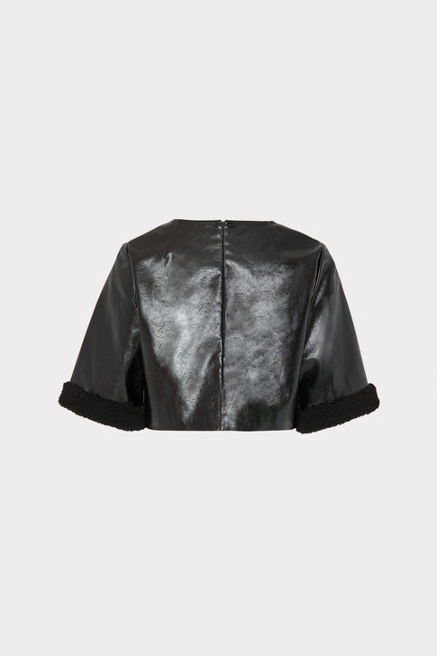 Rainey Crinkled Vegan Leather Top Black Image 4 of 4