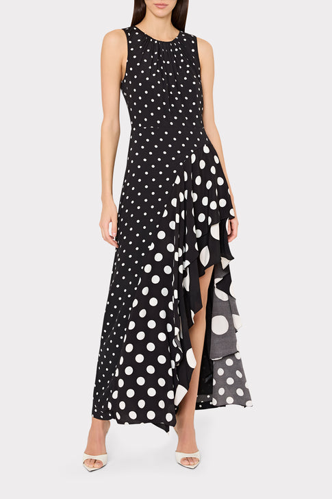 Black White Designer Spencer Polka Dot Dress - On Model Front View | MILLY