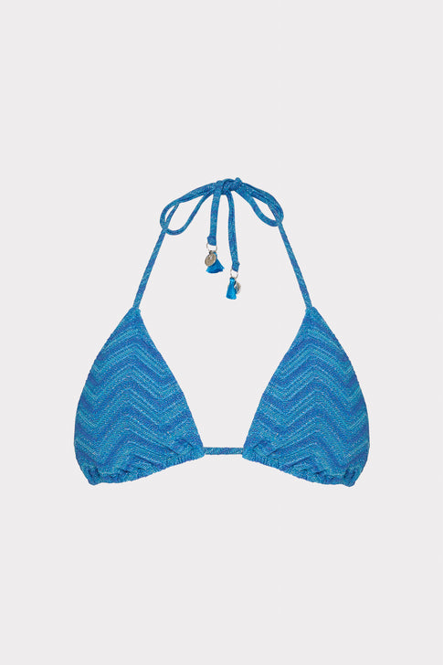 Jacquard String Bikini Top Blue Multi Image 1 of 4