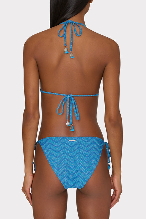 Jacquard String Bikini Top Blue Multi Image 3 of 4