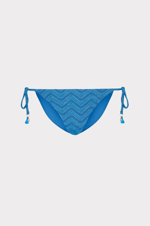 Jacquard String Bikini Bottom Blue Multi Image 1 of 4