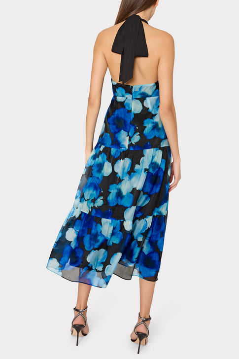 Hayden Watercolor Petals Organza Dress Blue Multi Image 4 of 5