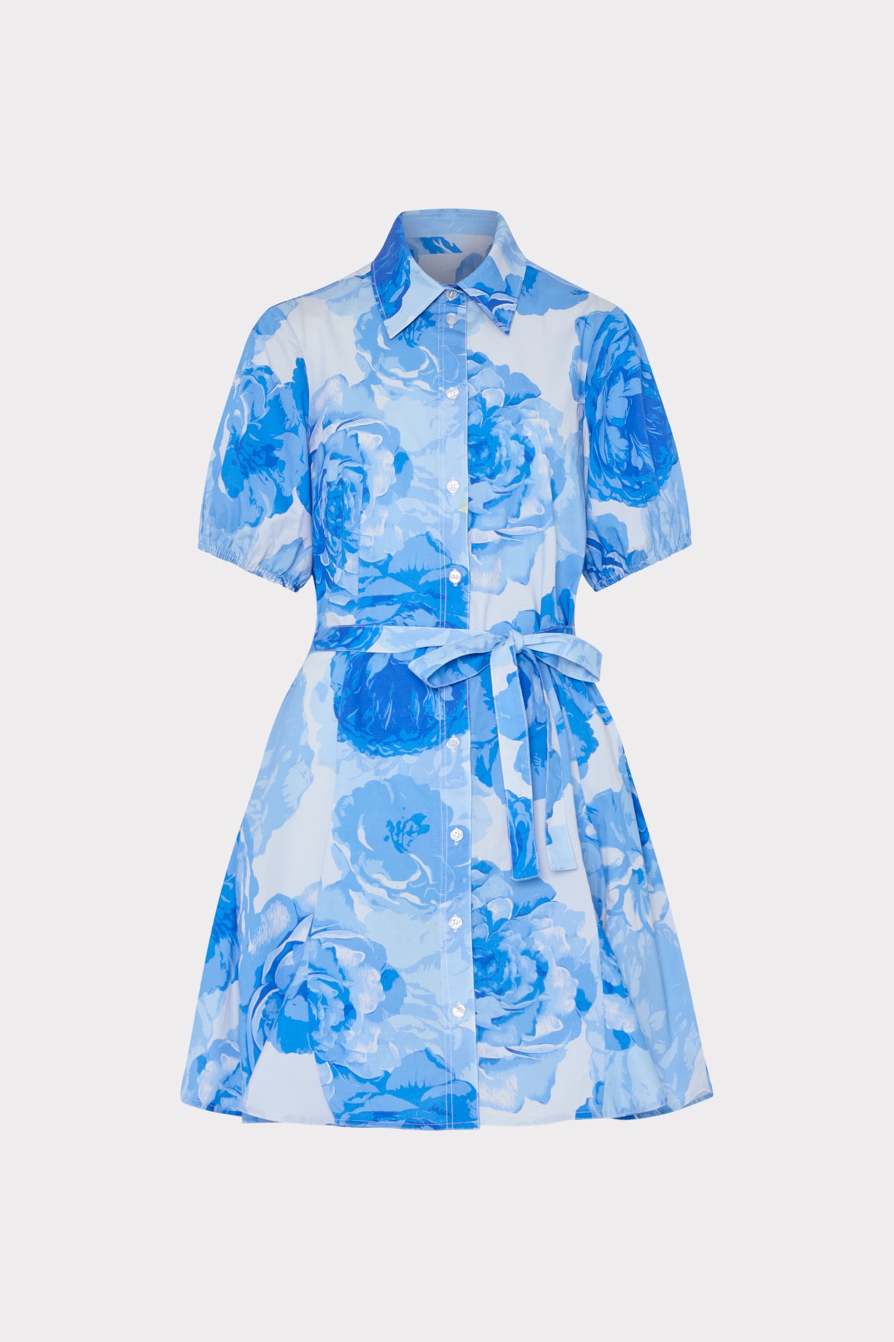 Juni Printed Poplin Dress in Green White Multi