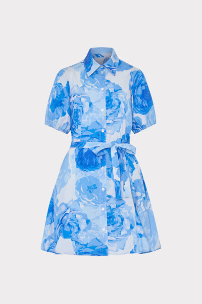 Milly Women's Juni Printed Stretch Cotton Poplin Mini-Shirtdress - Blue Multi - Size 8