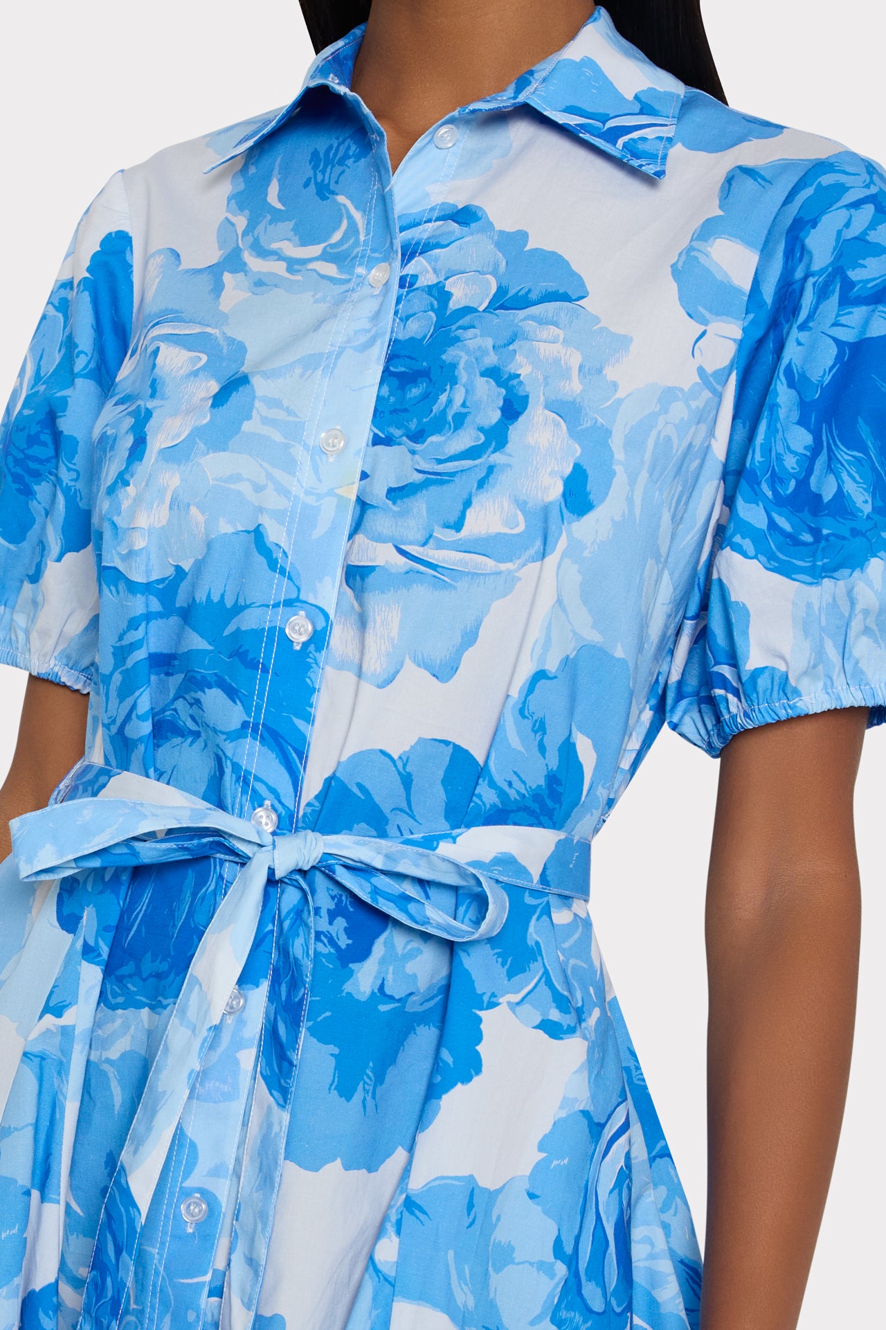 Milly Women's Juni Printed Stretch Cotton Poplin Mini-Shirtdress - Blue Multi - Size 12 Milly Women's Juni Printed Stretch Cotton Poplin Mini-Shirtdress - Blue Multi - Size 12