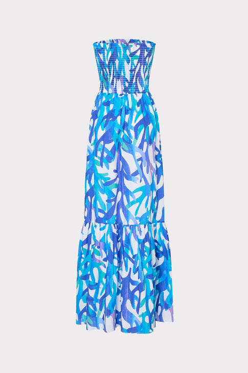 Olen Under The Sea Strapless Maxi Dress Blue Multi Image 4 of 5