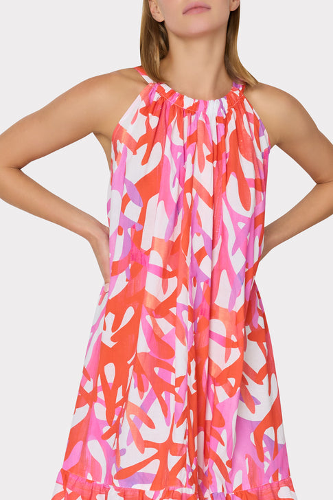 Under The Sea Halter Maxi Cover-Up Dress Pink Multi Image 3 of 5