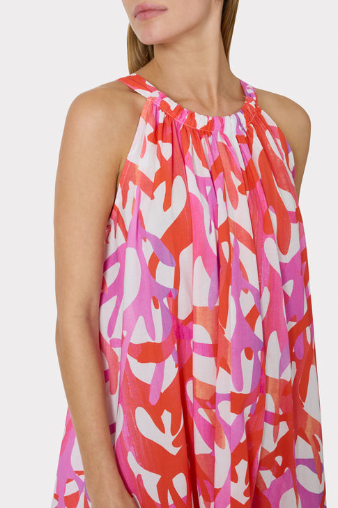 Under The Sea Halter Maxi Cover-Up Dress Pink Multi Image 4 of 5