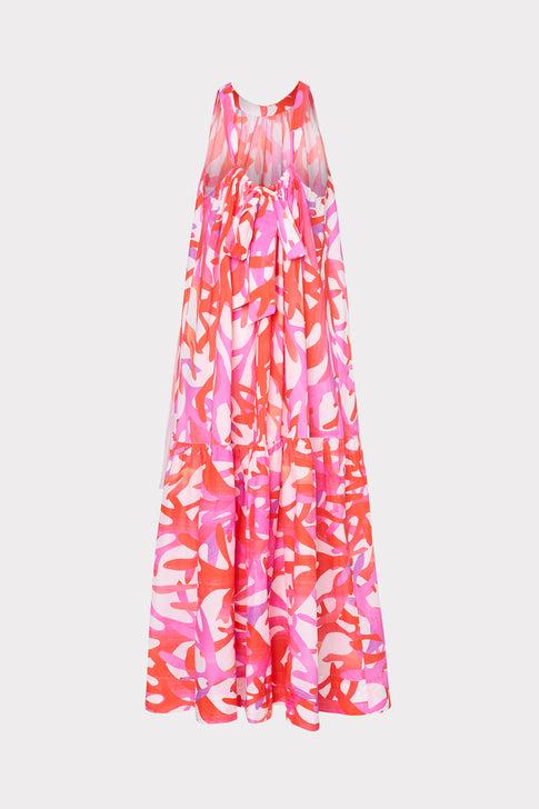 Under The Sea Halter Maxi Cover-Up Dress Pink Multi Image 5 of 5
