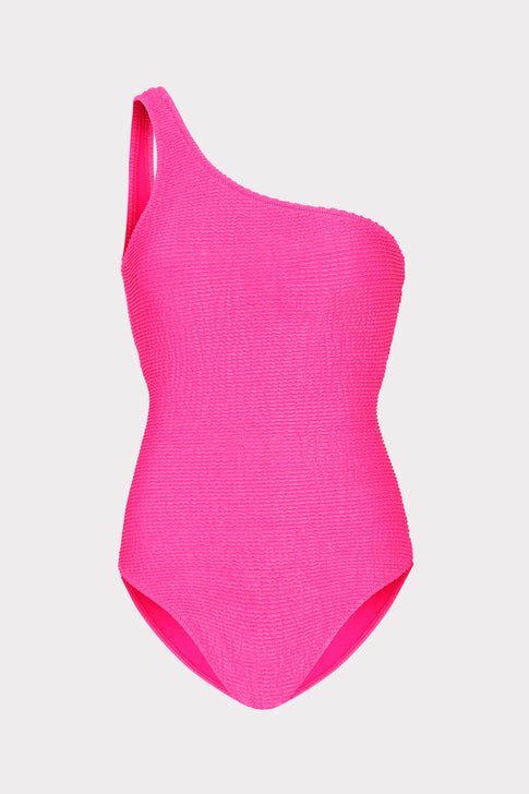 Joni One Shoulder One Piece Neon Pink Image 1 of 4