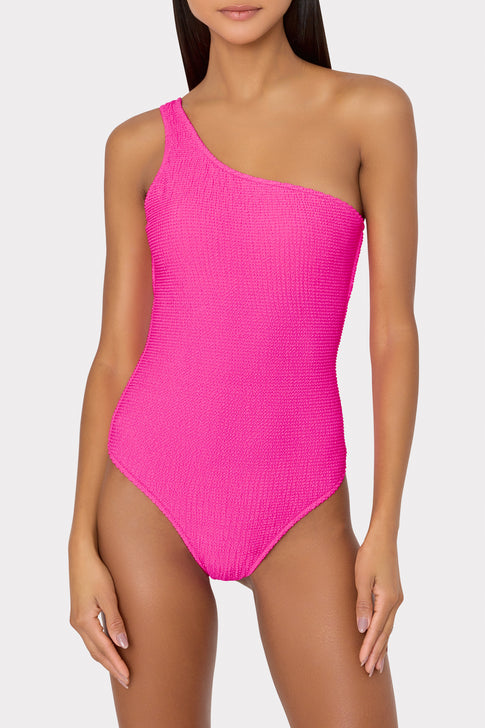 Joni One Shoulder One Piece Neon Pink Image 2 of 4