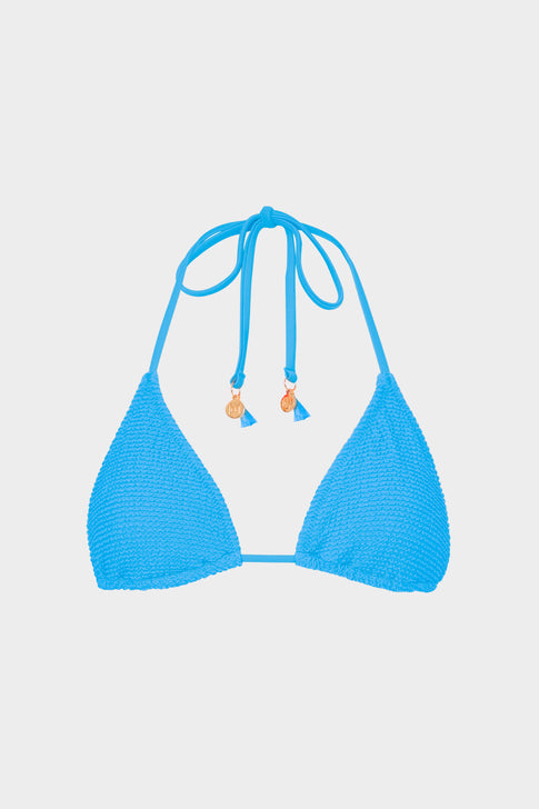 Lori Textured Triangle Bikini Top Blue Image 1 of 4