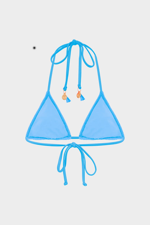 Lori Textured Triangle Bikini Top Blue Image 4 of 4
