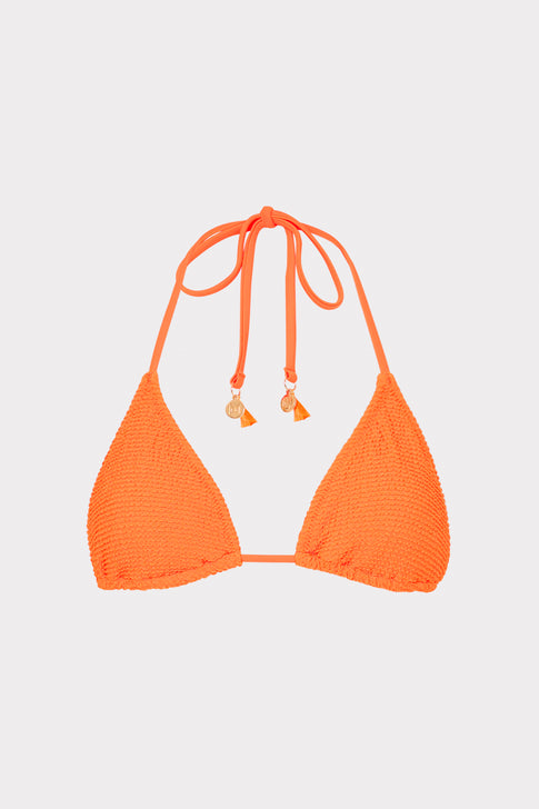 Lori Textured Triangle Bikini Top Neon Orange Image 1 of 4
