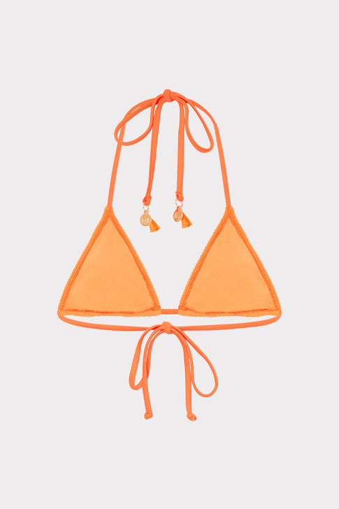 Lori Textured Triangle Bikini Top Neon Orange Image 4 of 4