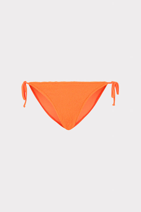 Lori Textured Side Tie Bikini Bottom Neon Orange Image 1 of 4