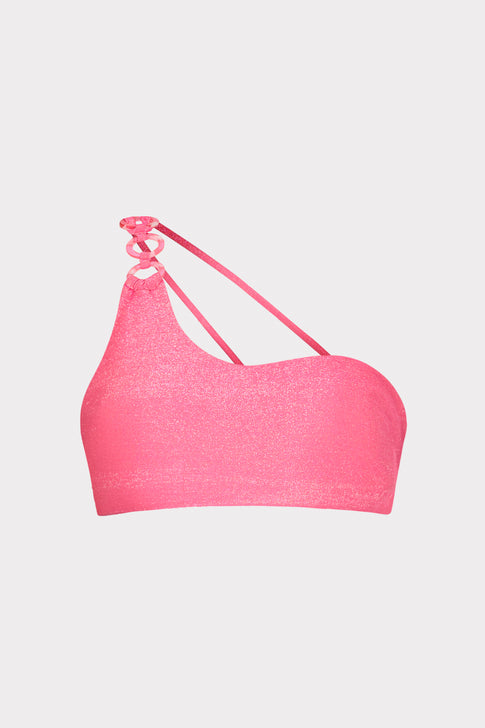 One Shoulder O-Ring Bikini Top Shimmer Pink Image 1 of 4