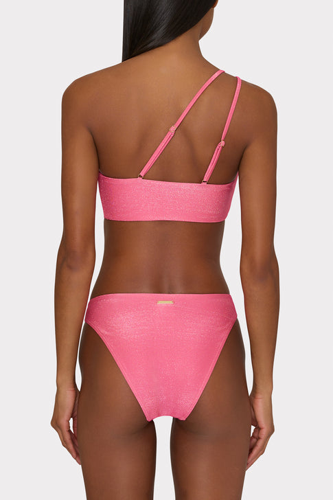 One Shoulder O-Ring Bikini Top Shimmer Pink Image 3 of 4