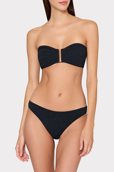 Solid Texture V-Wire Bandeau Top Black Image 2 of 4