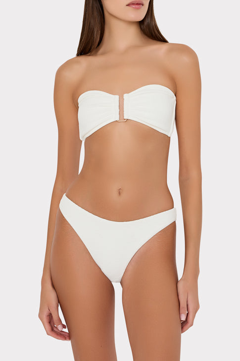White Designer Texture Bikini Set - Front On Model | MILLY