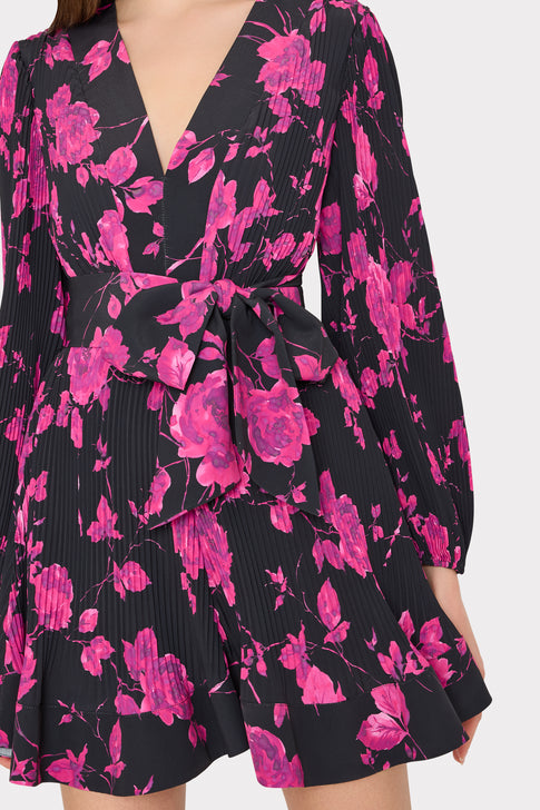 Liv Amarilla Rose Pleated Dress Black/Pink Image 3 of 4