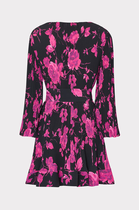 Liv Amarilla Rose Pleated Dress Black/Pink Image 4 of 4