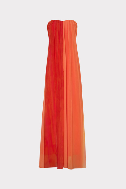 Sunset Stripe Strapless Dress Coral Multi Image 1 of 5