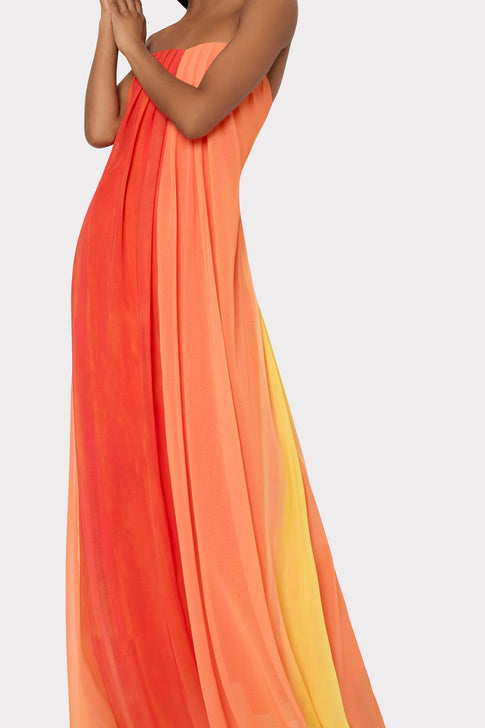 Sunset Stripe Strapless Dress Coral Multi Image 3 of 5