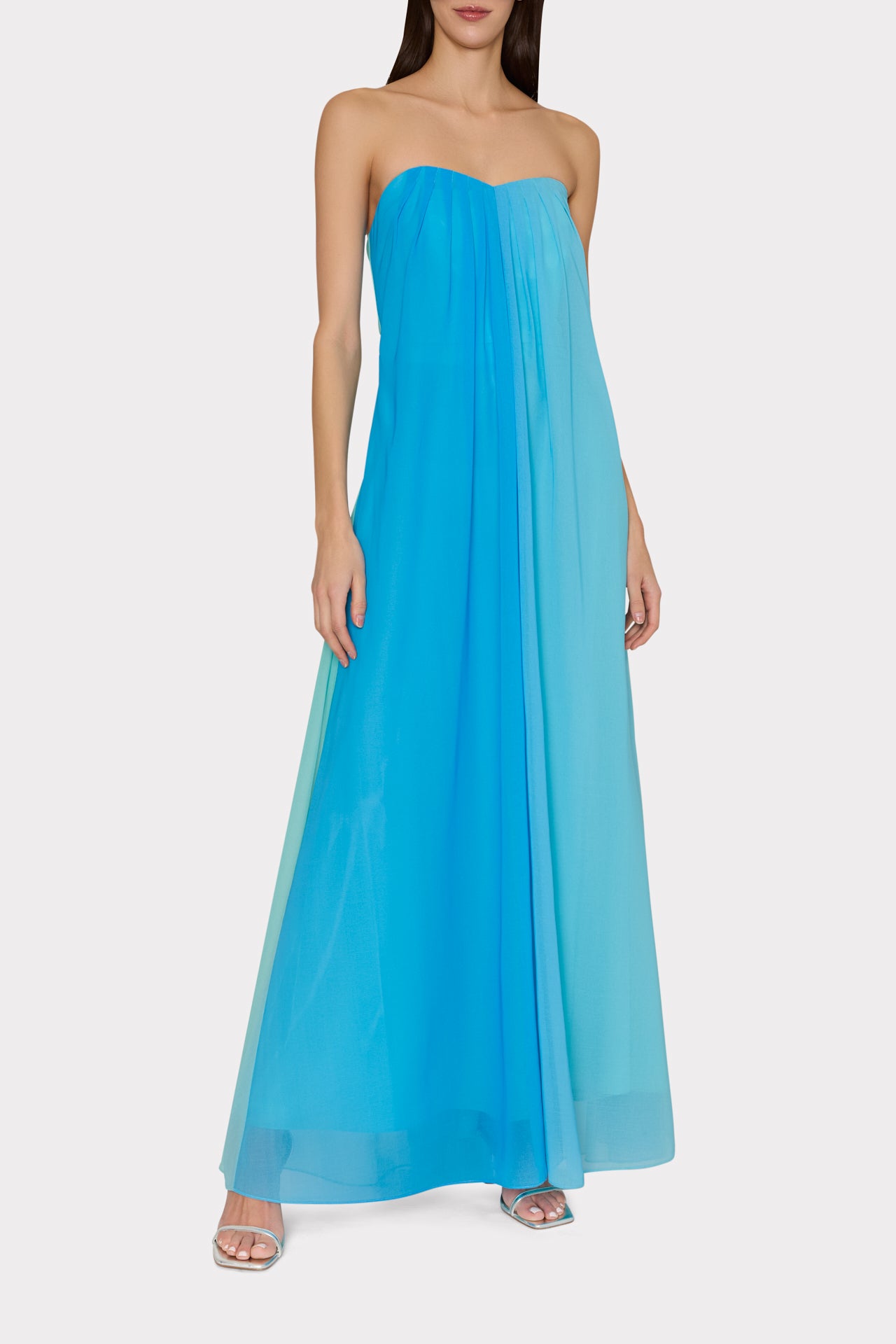 milly strapless dress Sunset Stripe Strapless Dress in Blue Multi