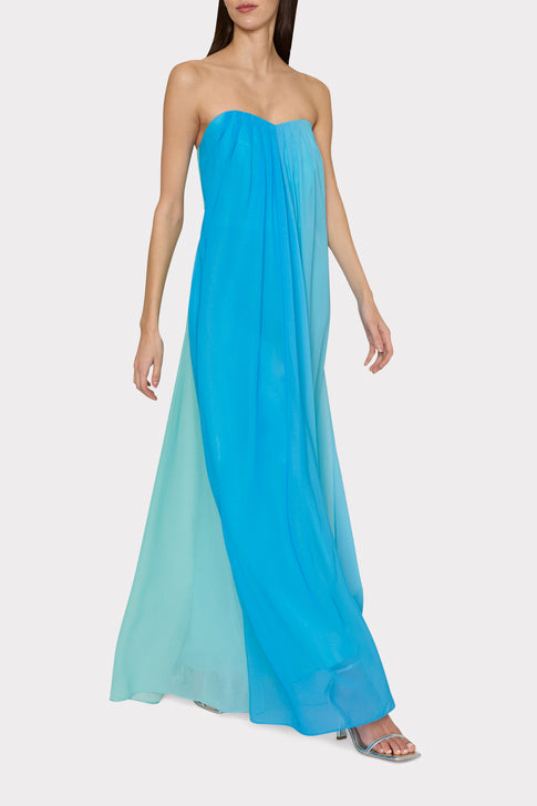Sunset Stripe Strapless Dress Blue Multi Image 3 of 5