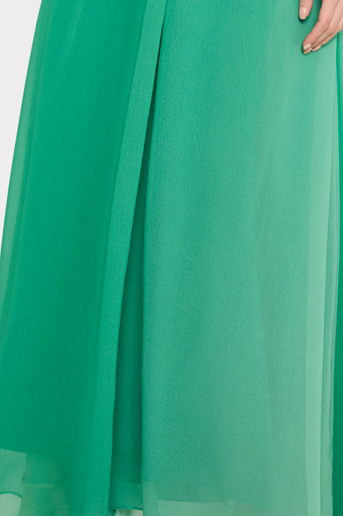 Green Flowing Chiffon Fabric - Elegant Drape Detail | MILLY