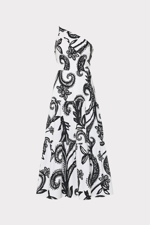 Vintage Vine Poplin Dress Black/White Image 1 of 5