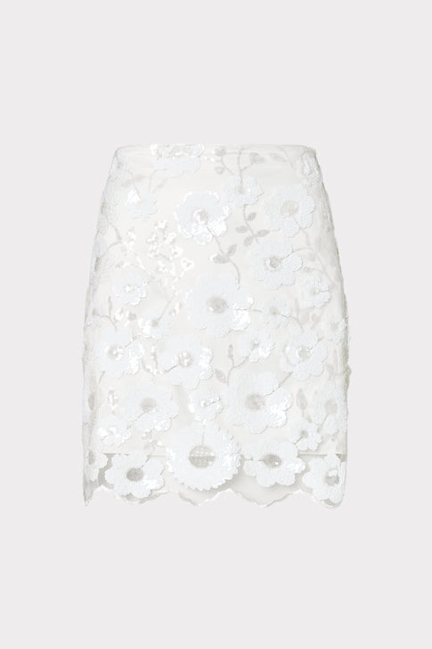 Kristina Floral Cascading Sequins Skirt