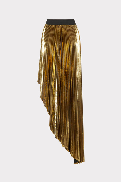 Shenandoah Asymmetrical Pleated Lame Skirt
