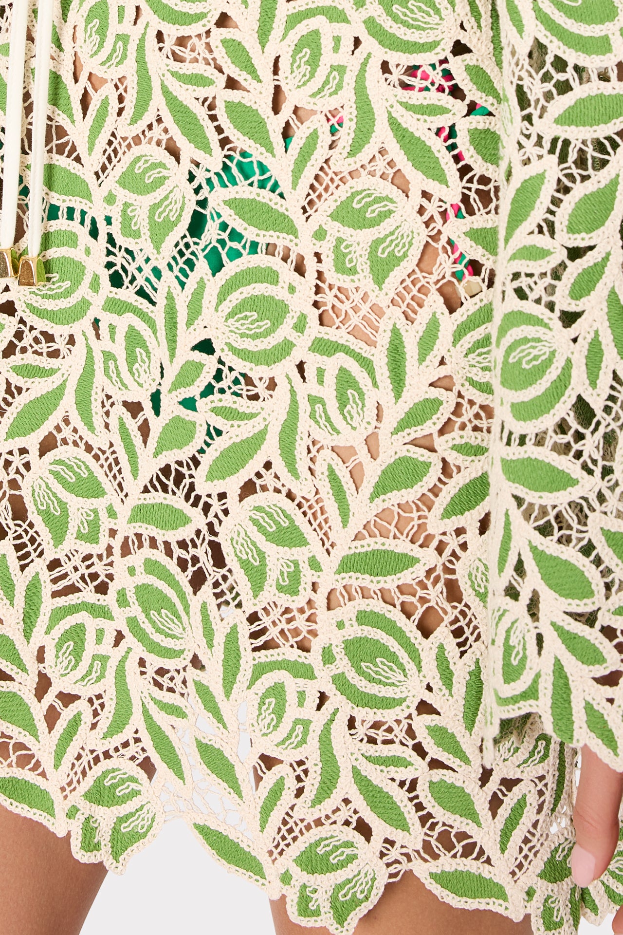 Green Leaf Lace Cover-Up in Green/White | Milly