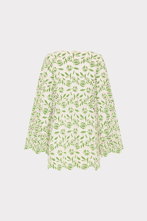 Green White Leaf Lace Cover-Up - Back View | MILLY