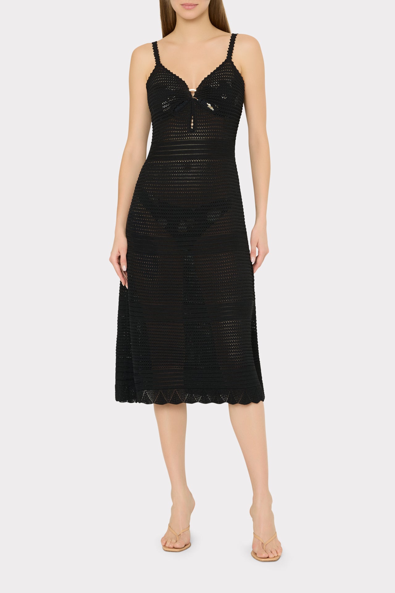 Knit Cover-Up Midi Dress in Black