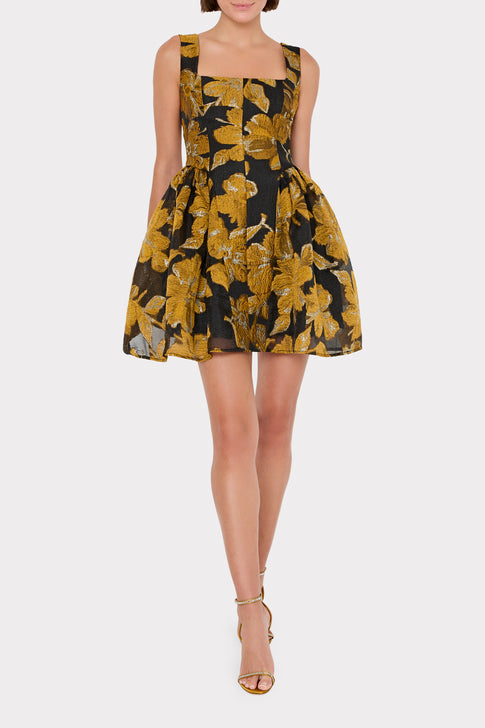 Erin Sleeveless Brocade Mini Dress Black Multi Image 2 of 5