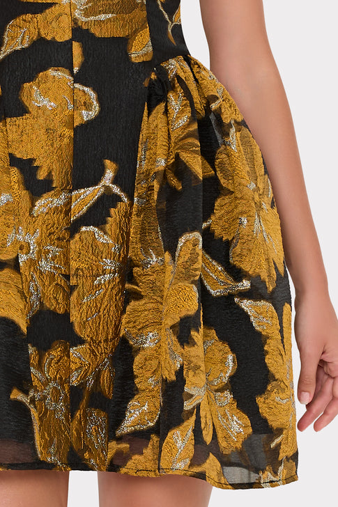 Erin Sleeveless Brocade Mini Dress Black Multi Image 3 of 5