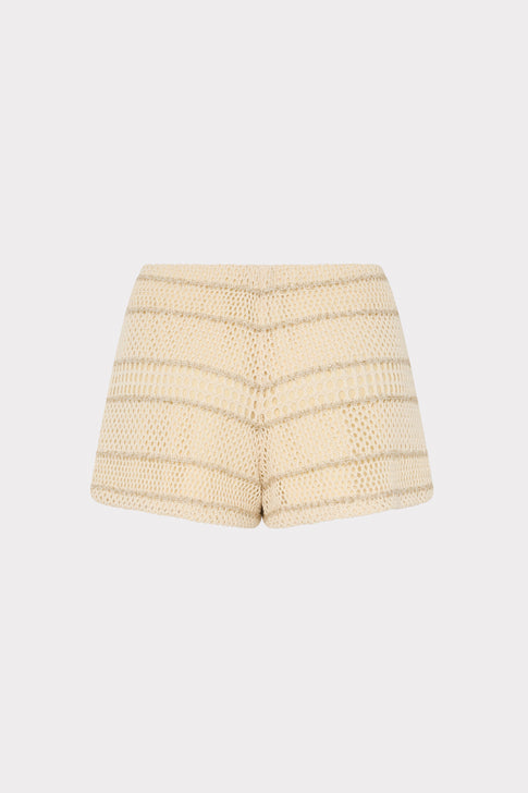 Gold Multi Crochet Knit Shorts - Back View Flat Lay | MILLY