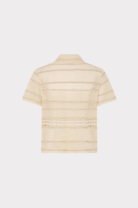 Cream Gold Multi Crochet Cover-Up - Back View | MILLY